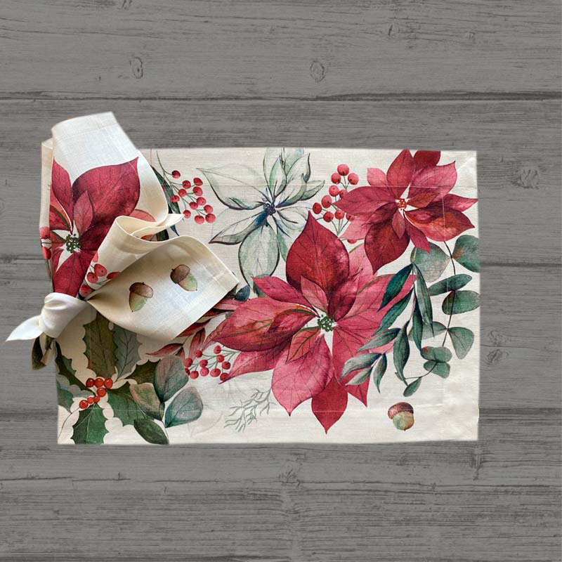 Set Di 4 Tovagliette Helleborus In Sughero E Carta Resistenti Al Calore 29x21,5 Cm