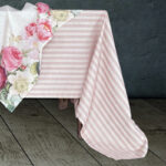 tovaglia di lino e cotone a righe rosa