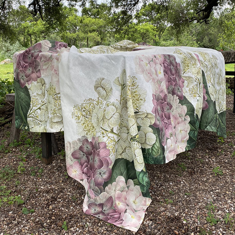 Beties Tovaglietta/Fodera Cuscino 80x80 Cm In 100% Cotone Panama, Motivo Ortensia, Alta Qualità, Lavabile 40°