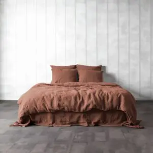 copripiumino di lino colore terra