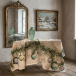 tovaglia con sfere natalizie