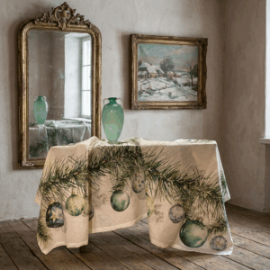 tovaglia con sfere natalizie