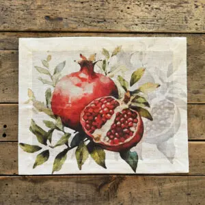 tovagliette di lino con disegni di melograno