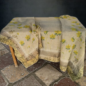 tovaglia di canapa e lino con fiori gialli