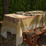 tovaglia di canapa e lino lembo con colori autunnali