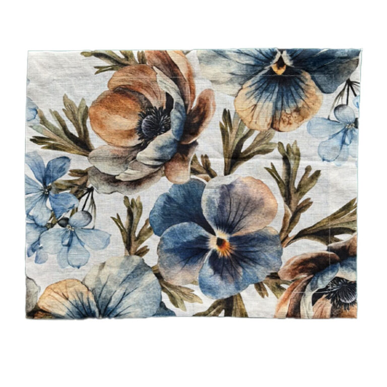 Tovaglia Rotonda In Cotone E Lino Blu E Bianca - 100 Cm, Impermeabile, Stile Porcellana, Per Cucina E Picnic