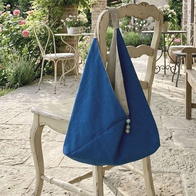 borsa-sacco-Cobalto-La-Bottega-di-Casa borsa di lino a sacco